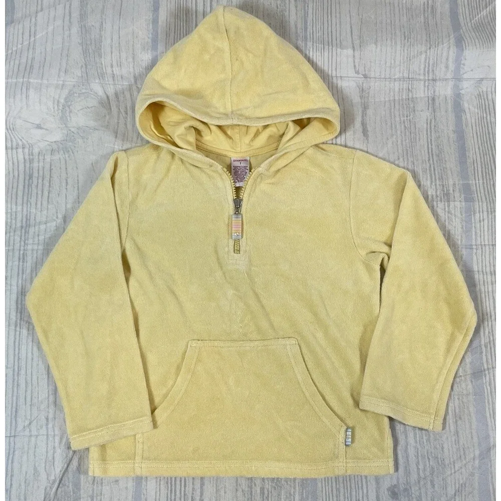 Gymboree RAINBOW‎ SHERBET  1/4 Zip Yellow Terry Cloth Hooded Top Girls Size 7